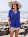 Lace Detail Tie Neck Short Sleeve Top