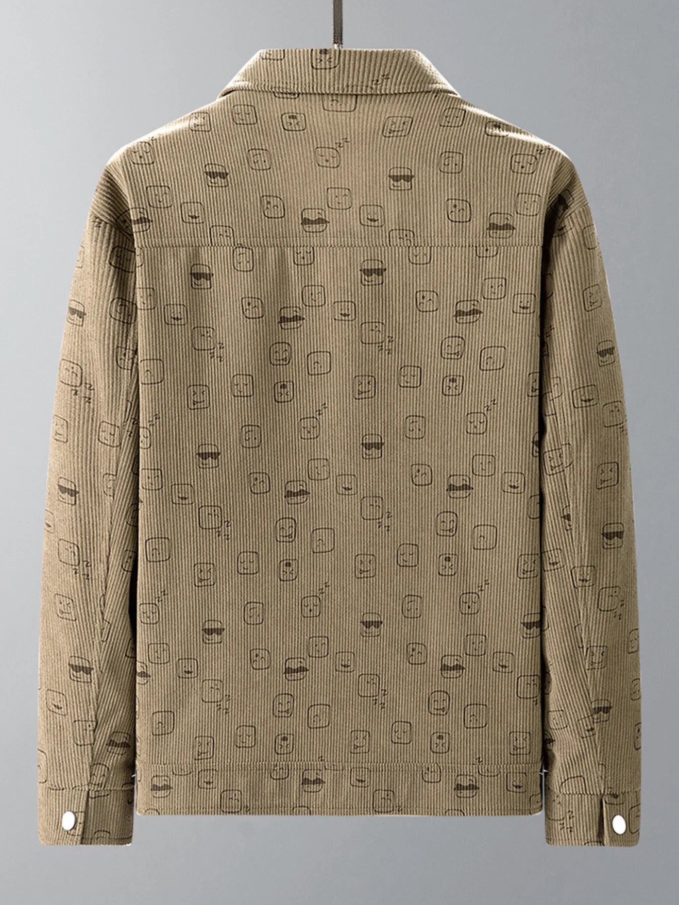 Men's Plus Size Snap Down Corduroy Printed Casual Jacket