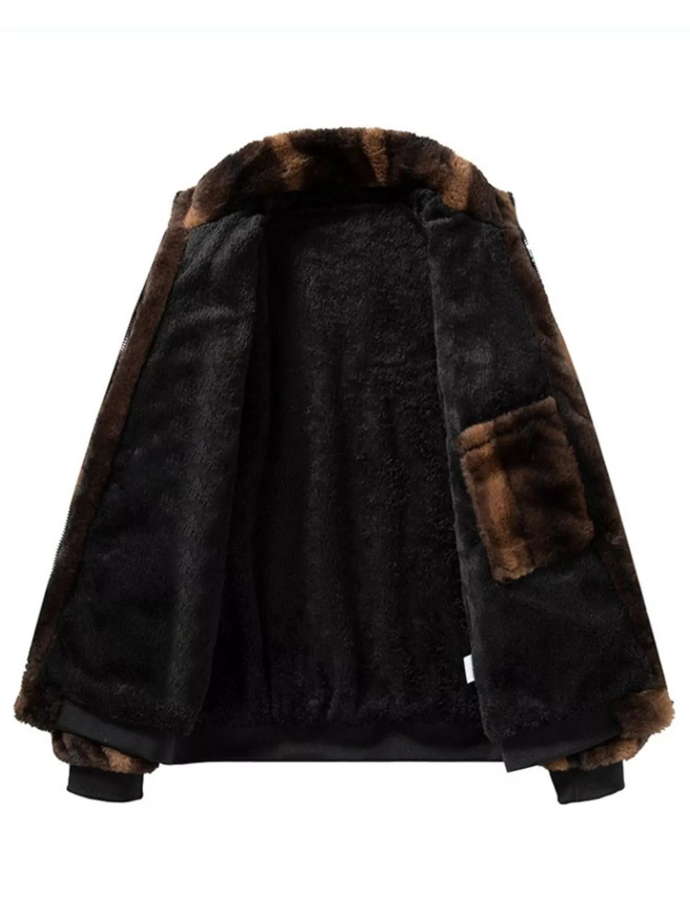 Men's Warm Faux Fur Zip Up Jacket