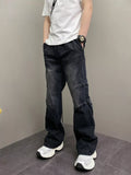 Men's Full Size Vintage Wash Wide Leg Jeans Plus Size