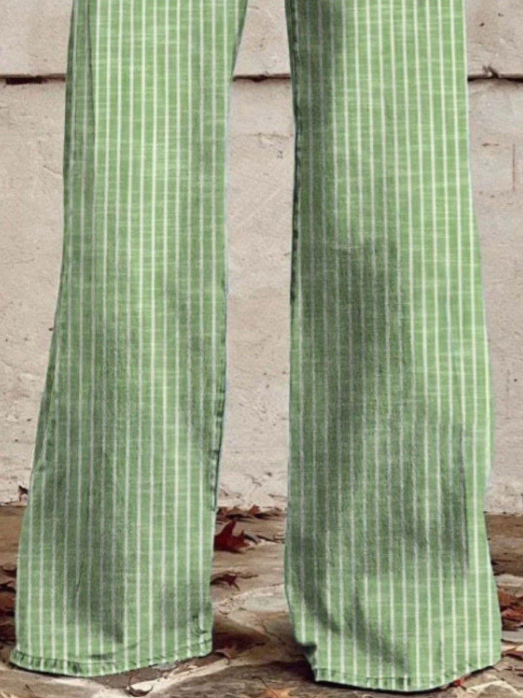 Striped High-Waisted Wide Leg Jeans
