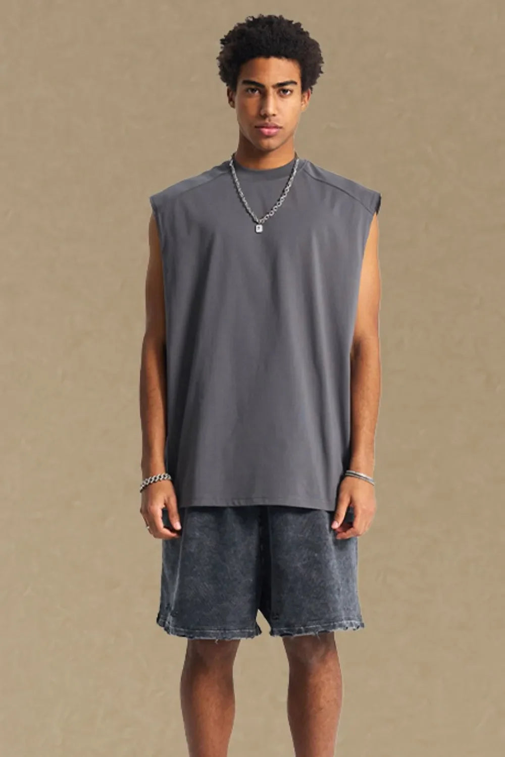 Men's Solid Color Round Neck Tank