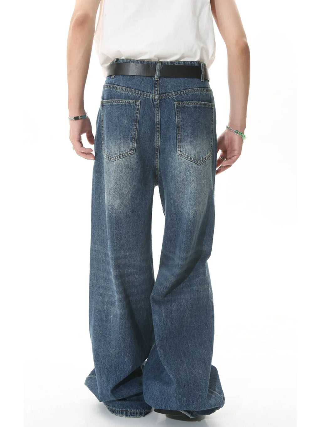 Men's Full Size Vintage Wash Wide Leg Jeans Plus Size