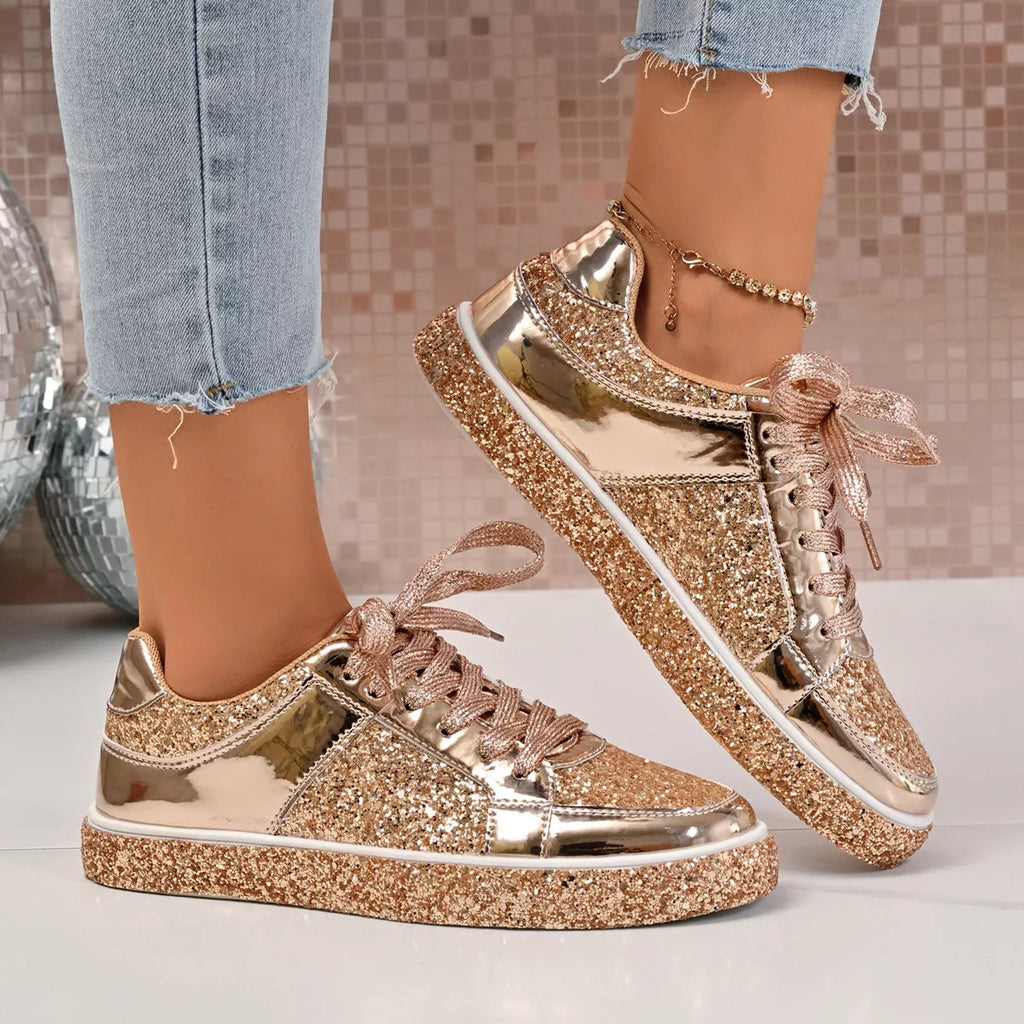 Sequin Lace Up Sneakers