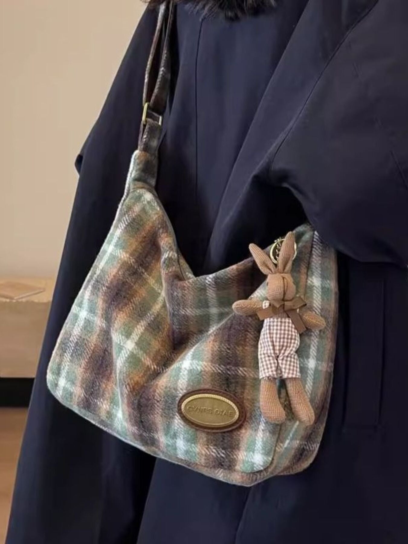 Plaid Pattern Shoulder Crossbody Bag
