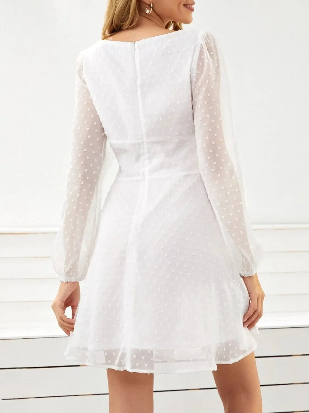Swiss Dot Long Sleeve Mini Dress