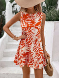 Ruffle Hem Sleeveless Mini Dress