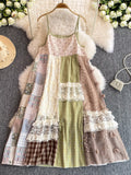 Patchwork Lace Trimmed A-Line Dress