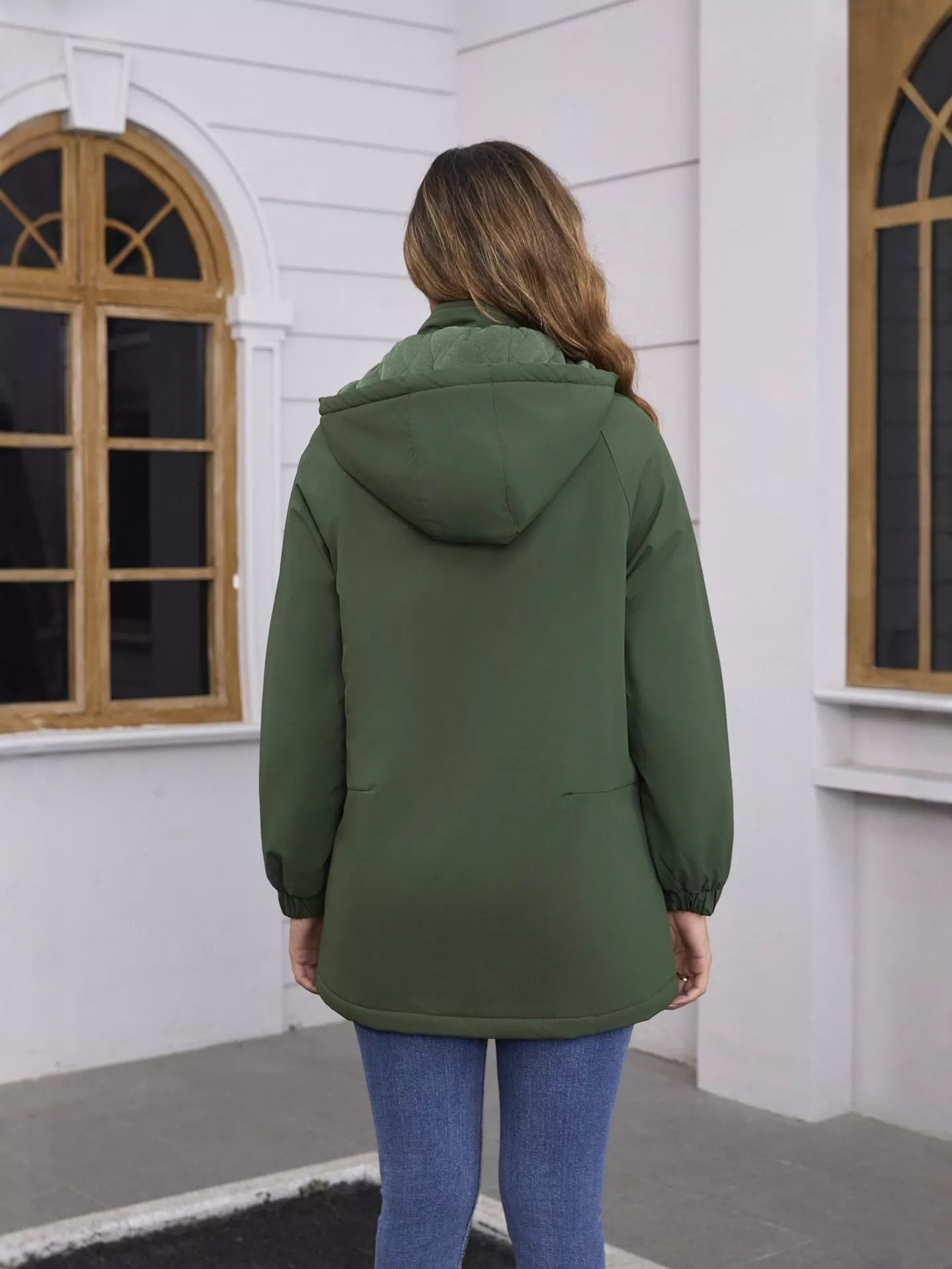 Full Size Zip Up Hooded Parka Outerwear Plus Size