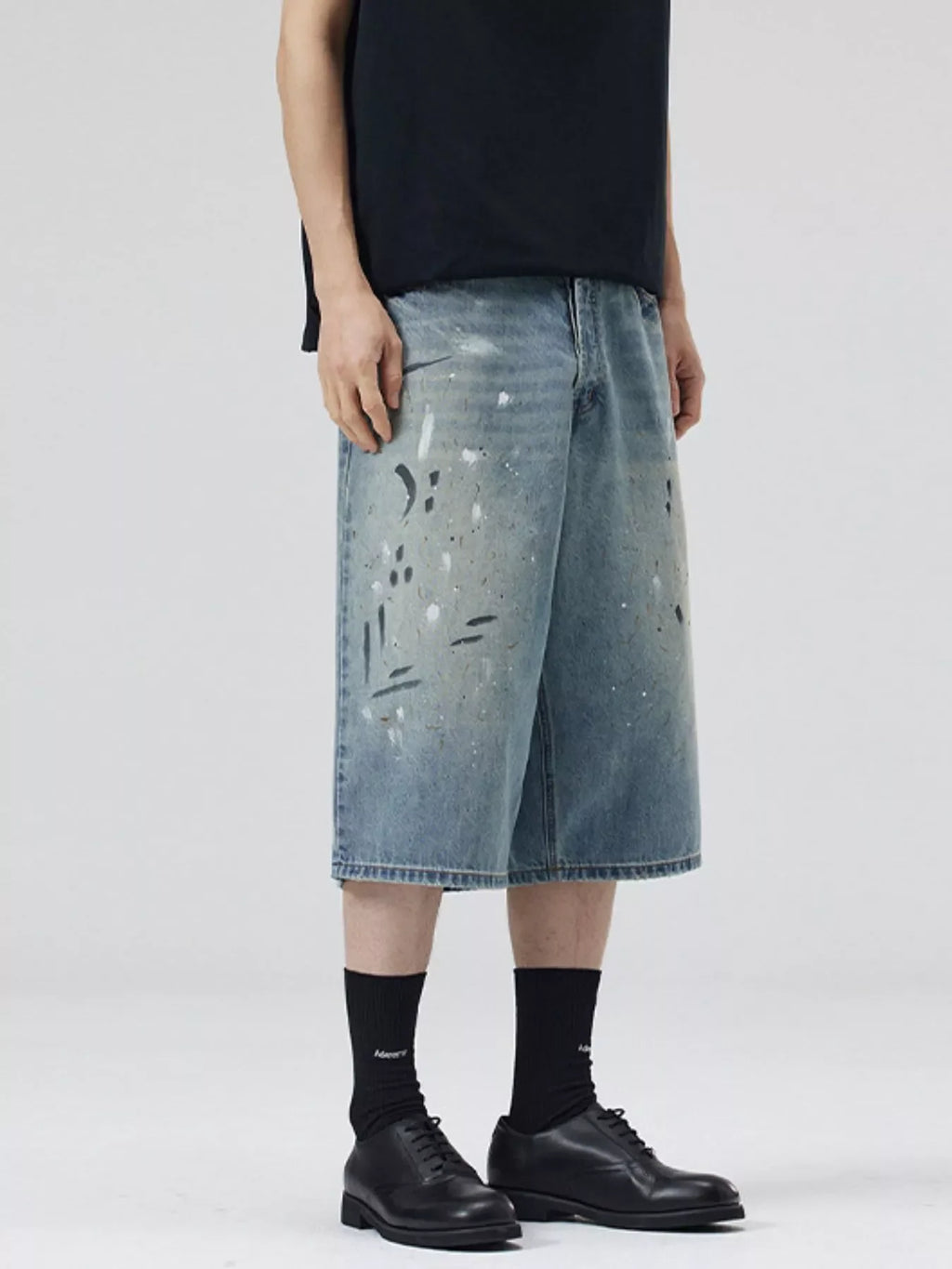 Men's Wide-Leg Denim Shorts