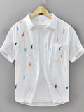 Men's Plus Size Printed Button Up Short Sleeve Shirt