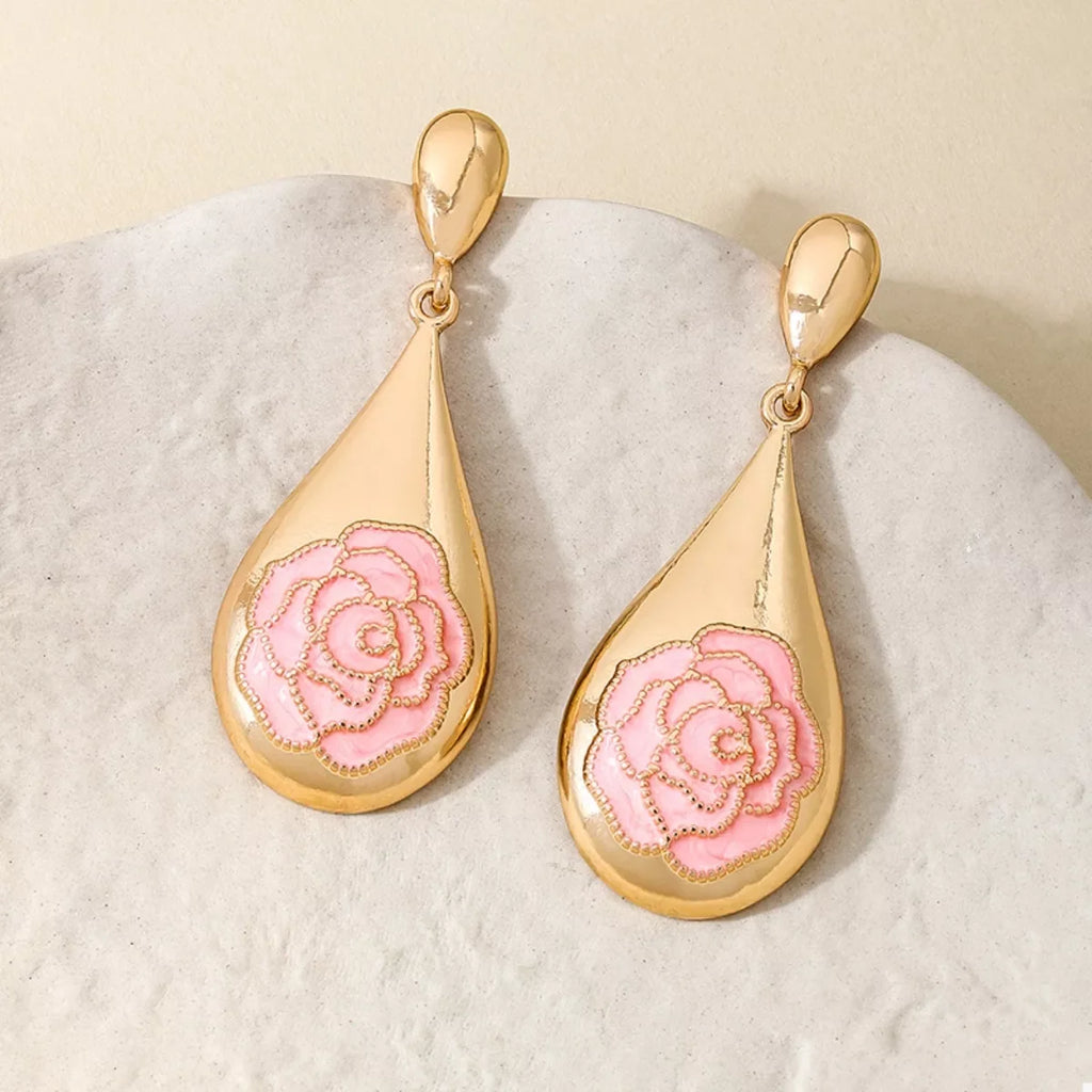 18K Gold-Plated Flower Teardrop Earrings