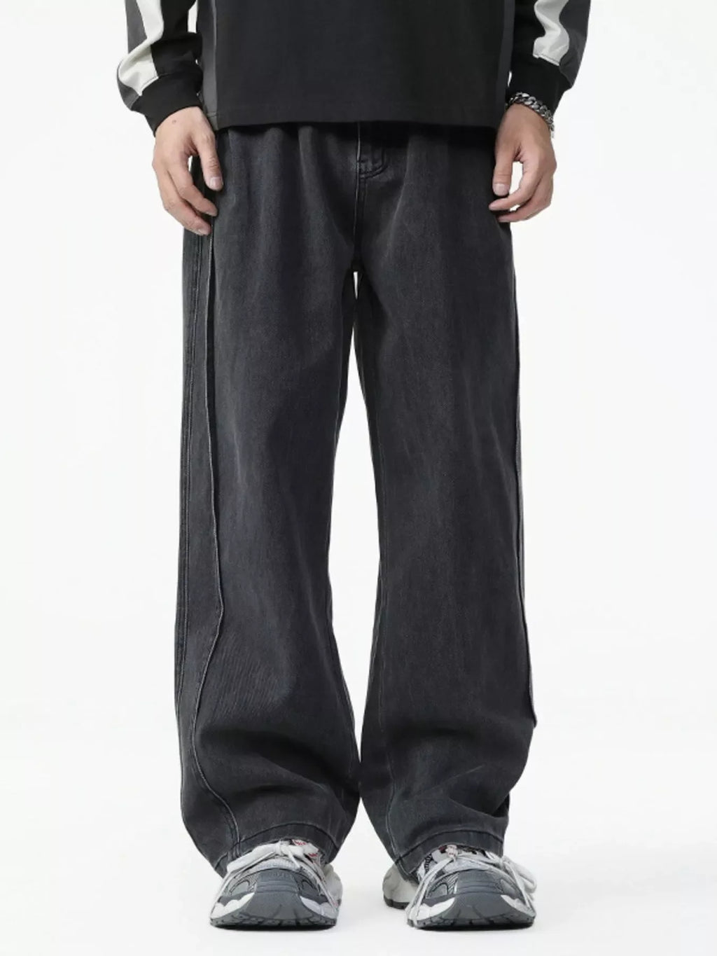 Men's Washed Relaxed Fit Wide Leg Jeans