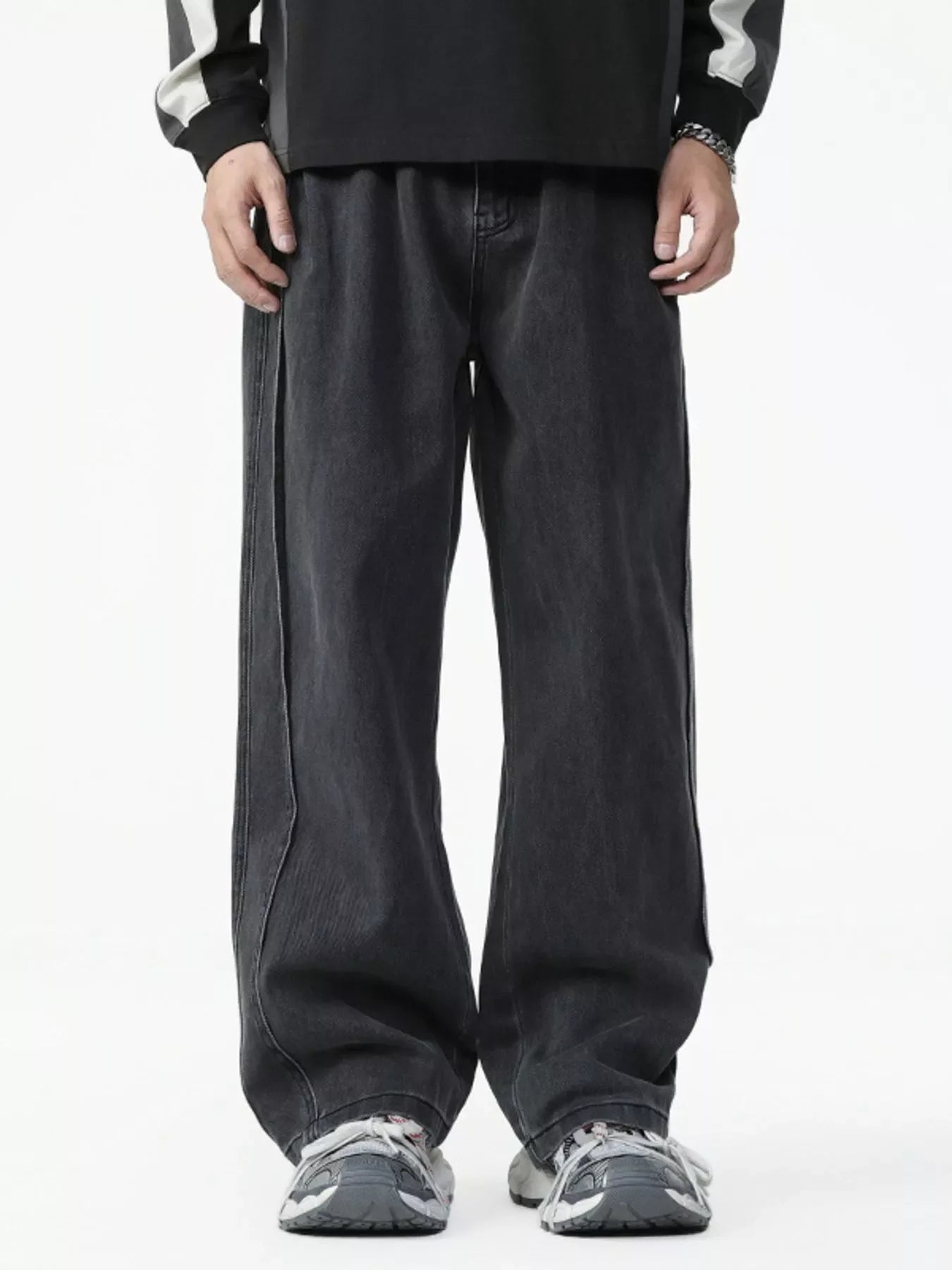 Men's Washed Relaxed Fit Wide Leg Jeans