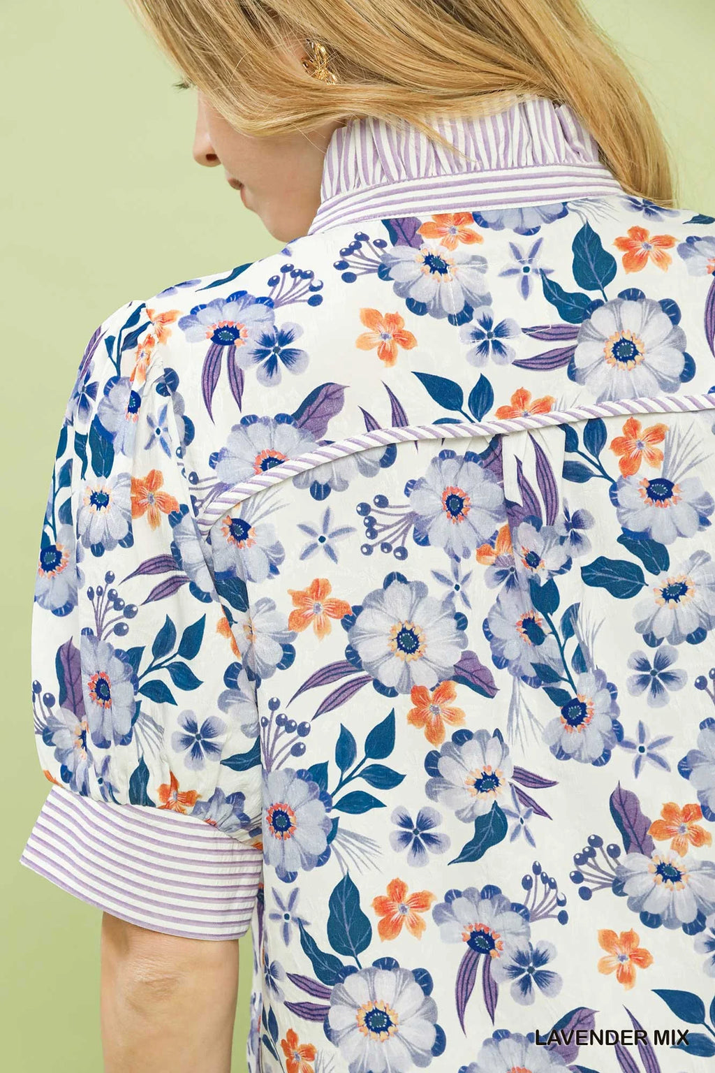 Umgee Floral Print Jacquard Ruffle Top