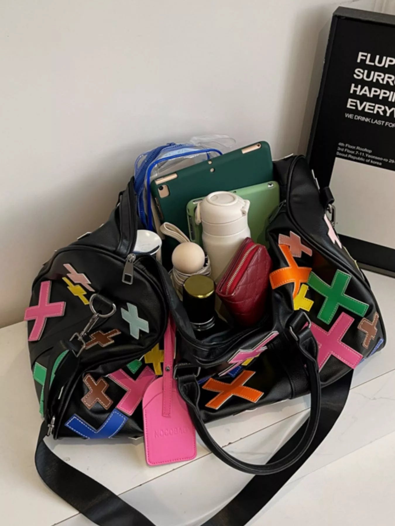 Colorful Cross Pattern Travel Duffel Bag