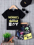 Children's Mommy's Little Boy Dinosaur Print Casual Set