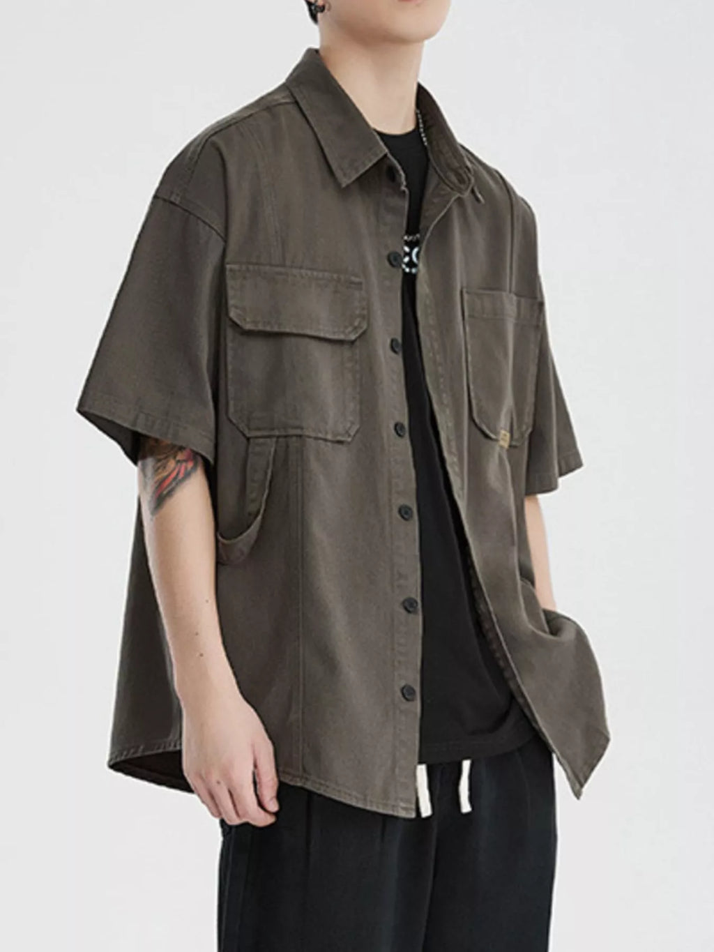 Men's Full Size Button Up Half Sleeve Shirt Plus Size