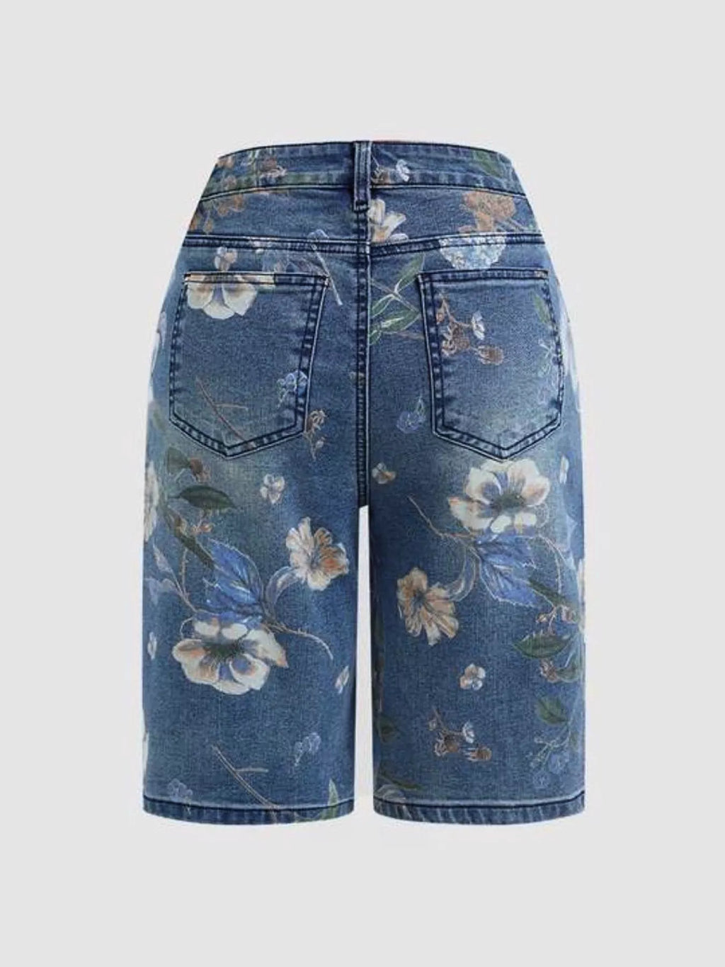 Floral Print Denim Shorts