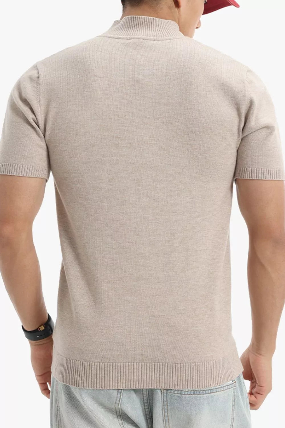 Men's Plus Size Slim Fit Short Sleeve Sweater