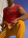 Men's Full Size Asymmetrical Cutout Tank Plus Size