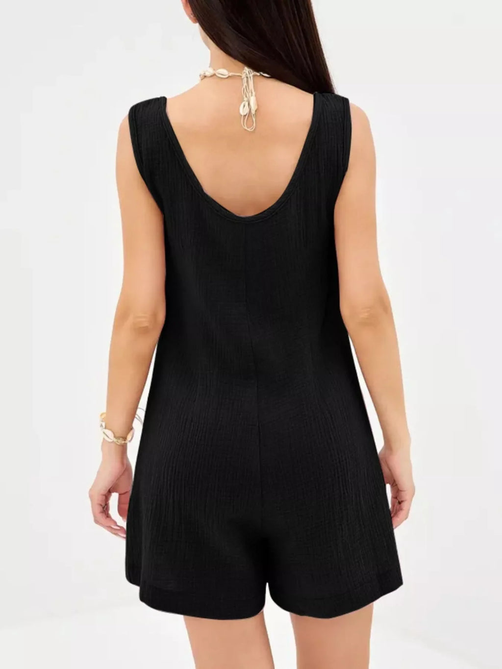 Casual Button-Down Sleeveless Romper