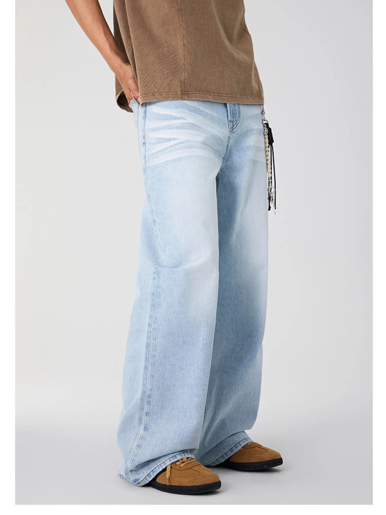 Men's Wash Wide Leg Jeans