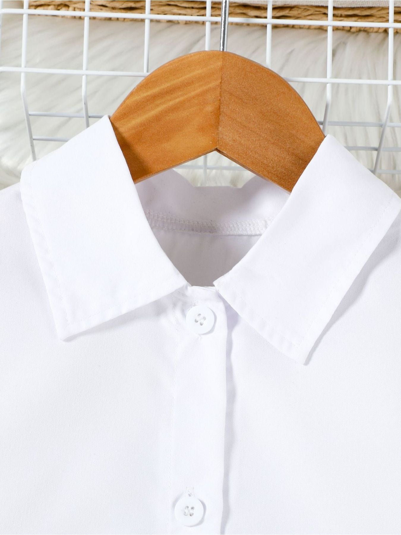 Children's Long Sleeve Shirt & Pleated Skirt Set with Belt