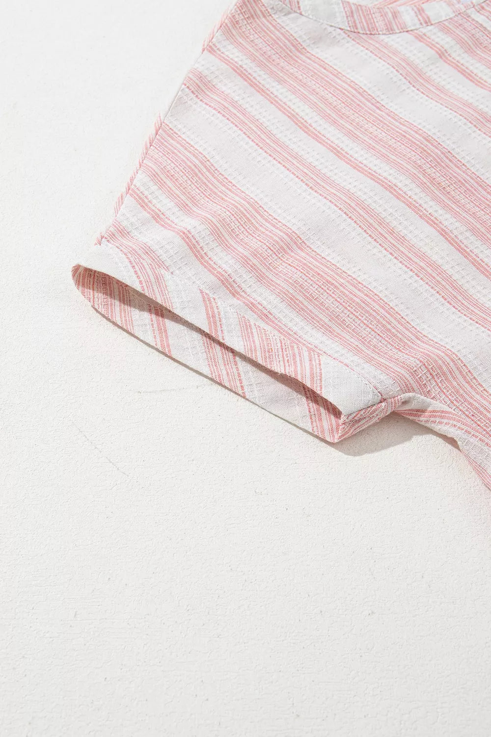 Striped Button Detail Short Sleeve Blouse