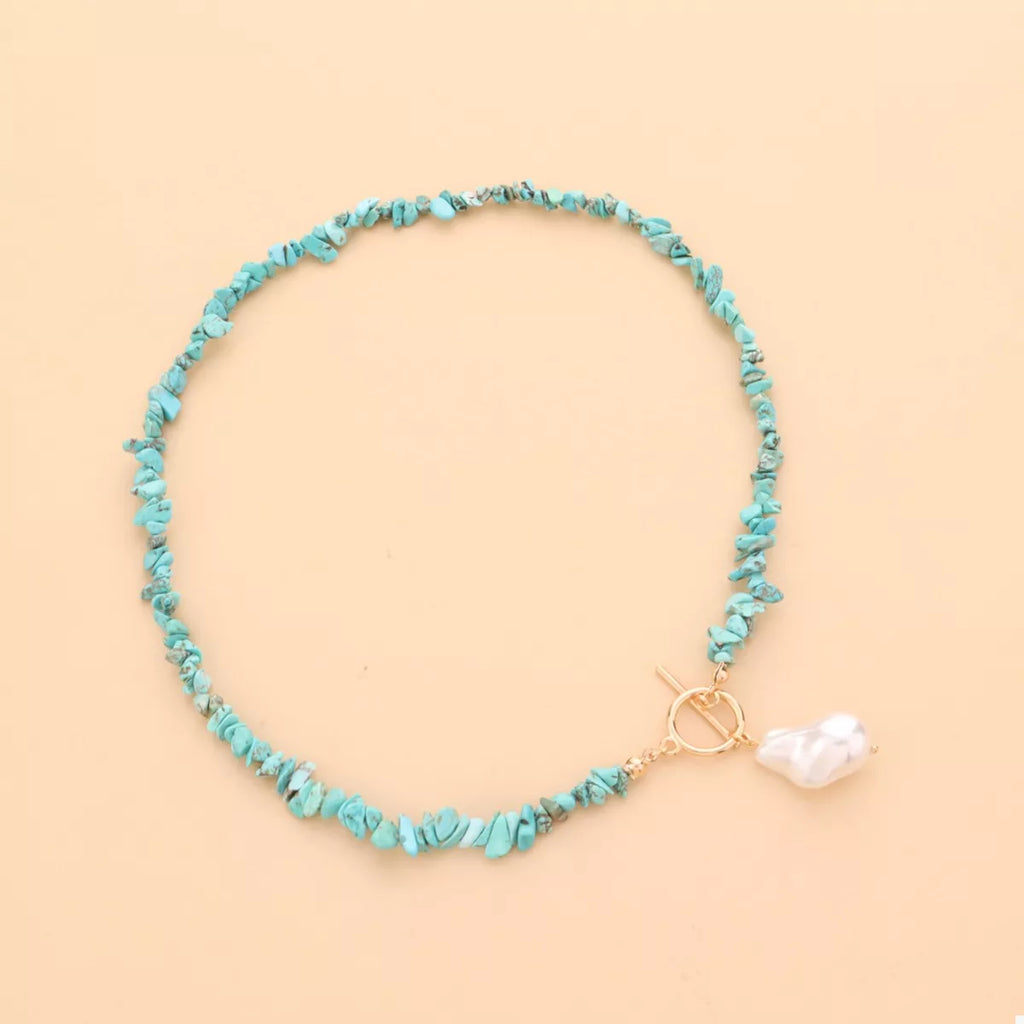 Turquoise Irregular Pearl Necklace