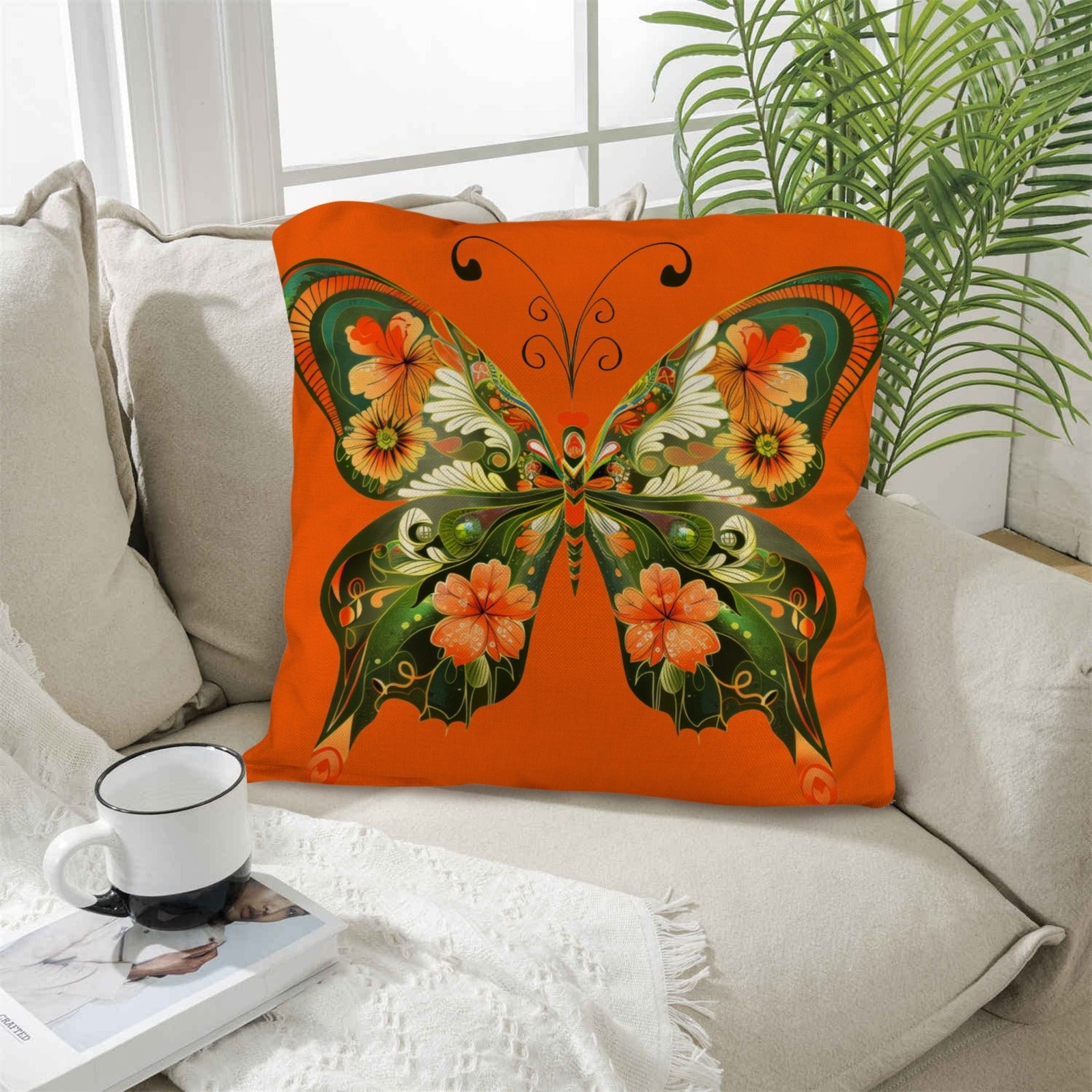 Baha Ranch Retro Floral Butterfly Pillow Case Made in America