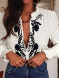 Embroidered Long Sleeve Blouse