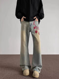 Men's Full Size Embroidered Wide Leg Jeans Plus Size