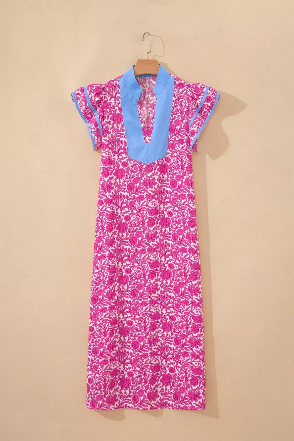 Floral Print Ruffle Cap Sleeve Dress