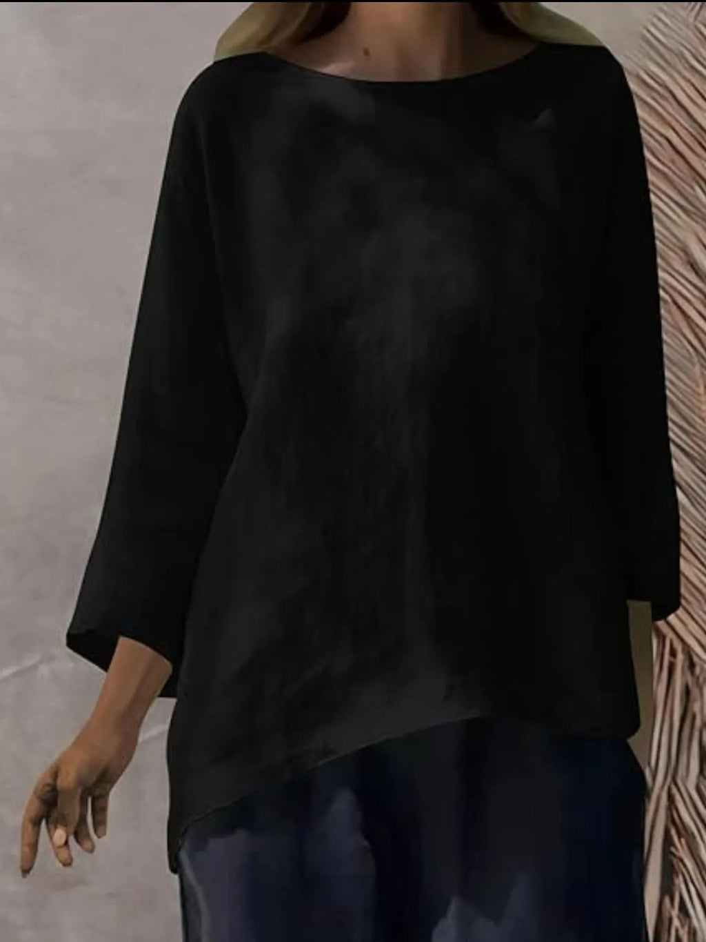 Full Size Round Neck Relaxed Fit Blouse Plus Size