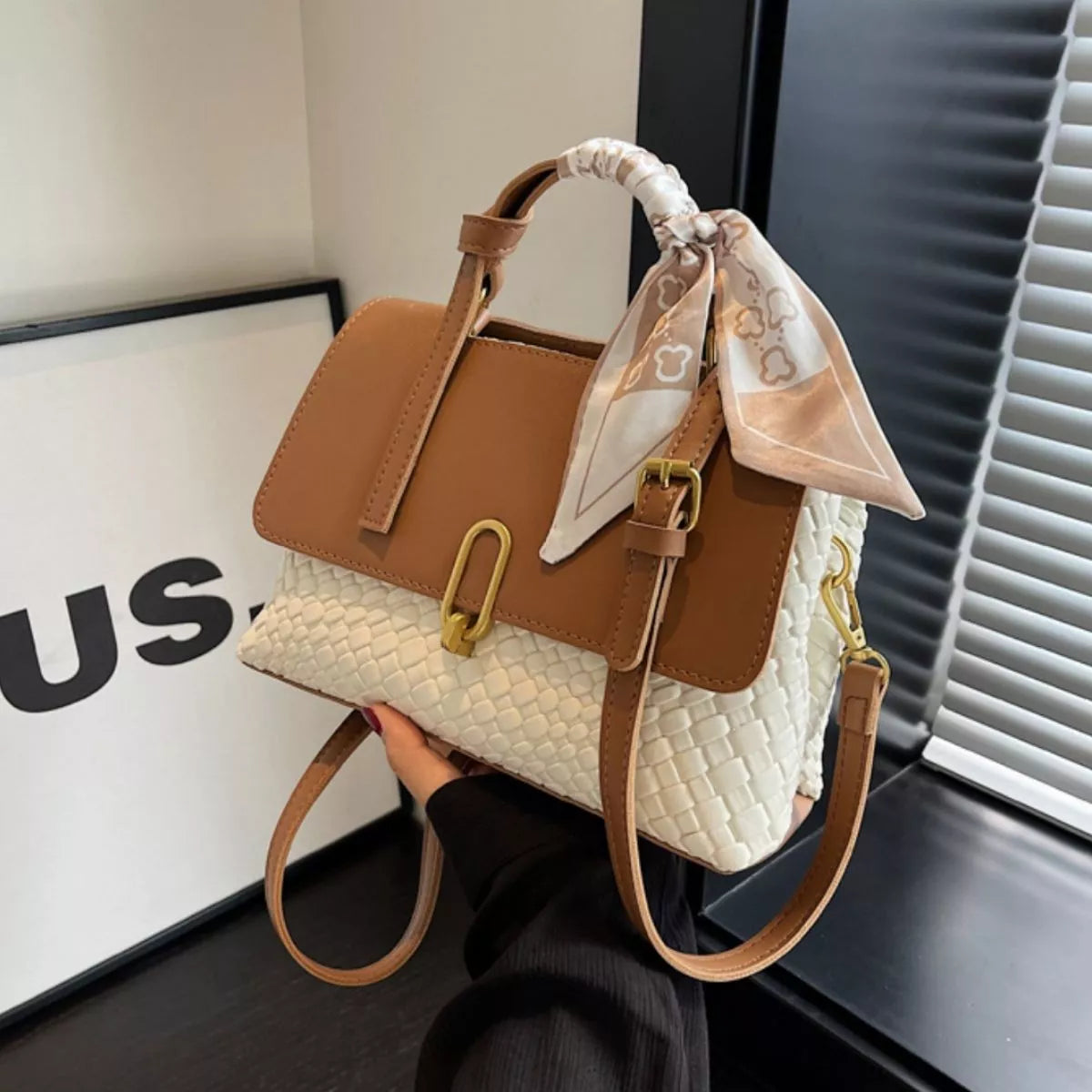 Textured Flap Crossbody Bag
