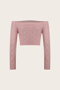 Cable-Knit Off-Shoulder Long Sleeve Sweater