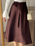 Satin A-Line Midi Skirt
