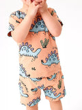 Children's Dinosaur Print Round Neck Top and Shorts Set