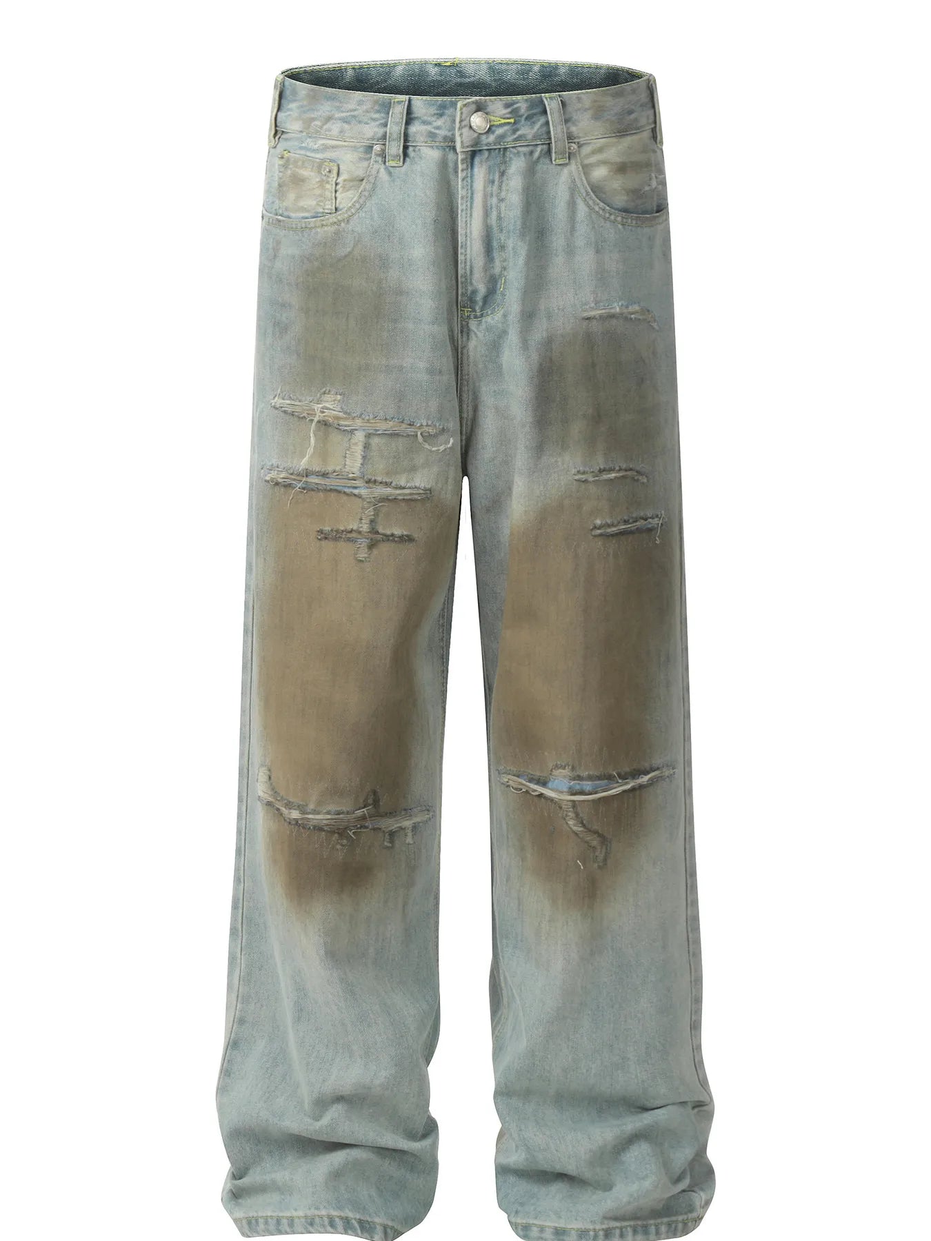 Men's Distressed Wide Leg Relaxed Fit Jeans