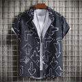Men's Plus Size Arrow Print Short Sleeve Button Down Shirt