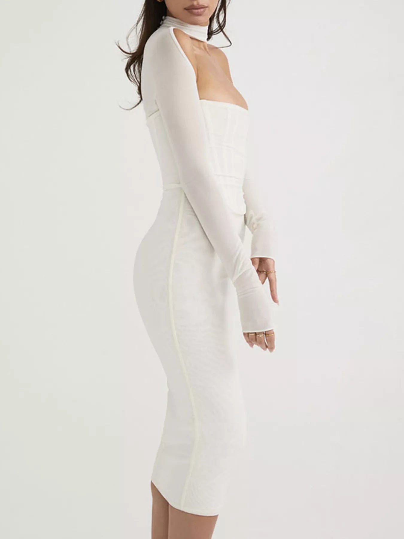 Cutout Front Long Sleeve Dress