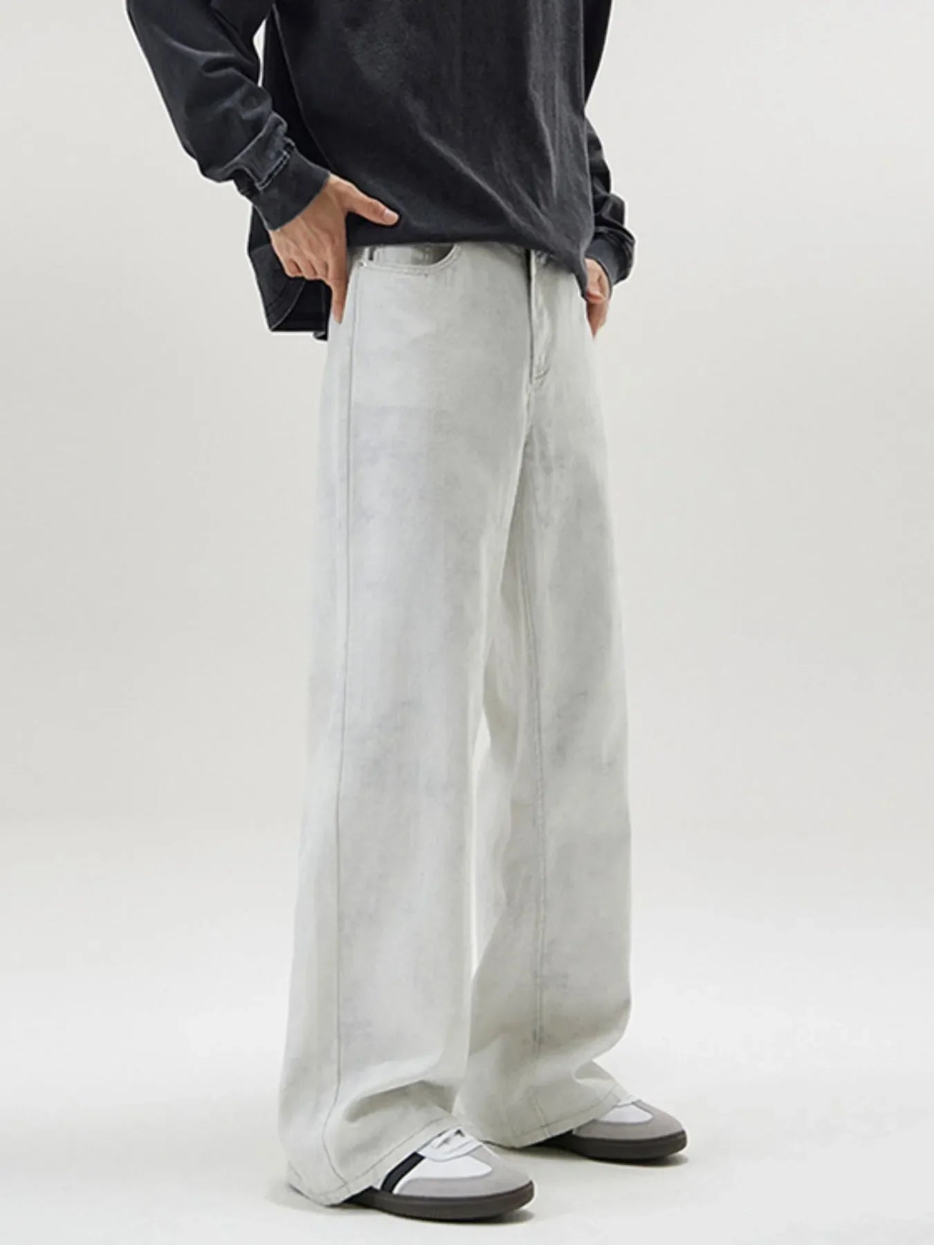 Men's Full Size Washed Wide Leg Pants Plus Size