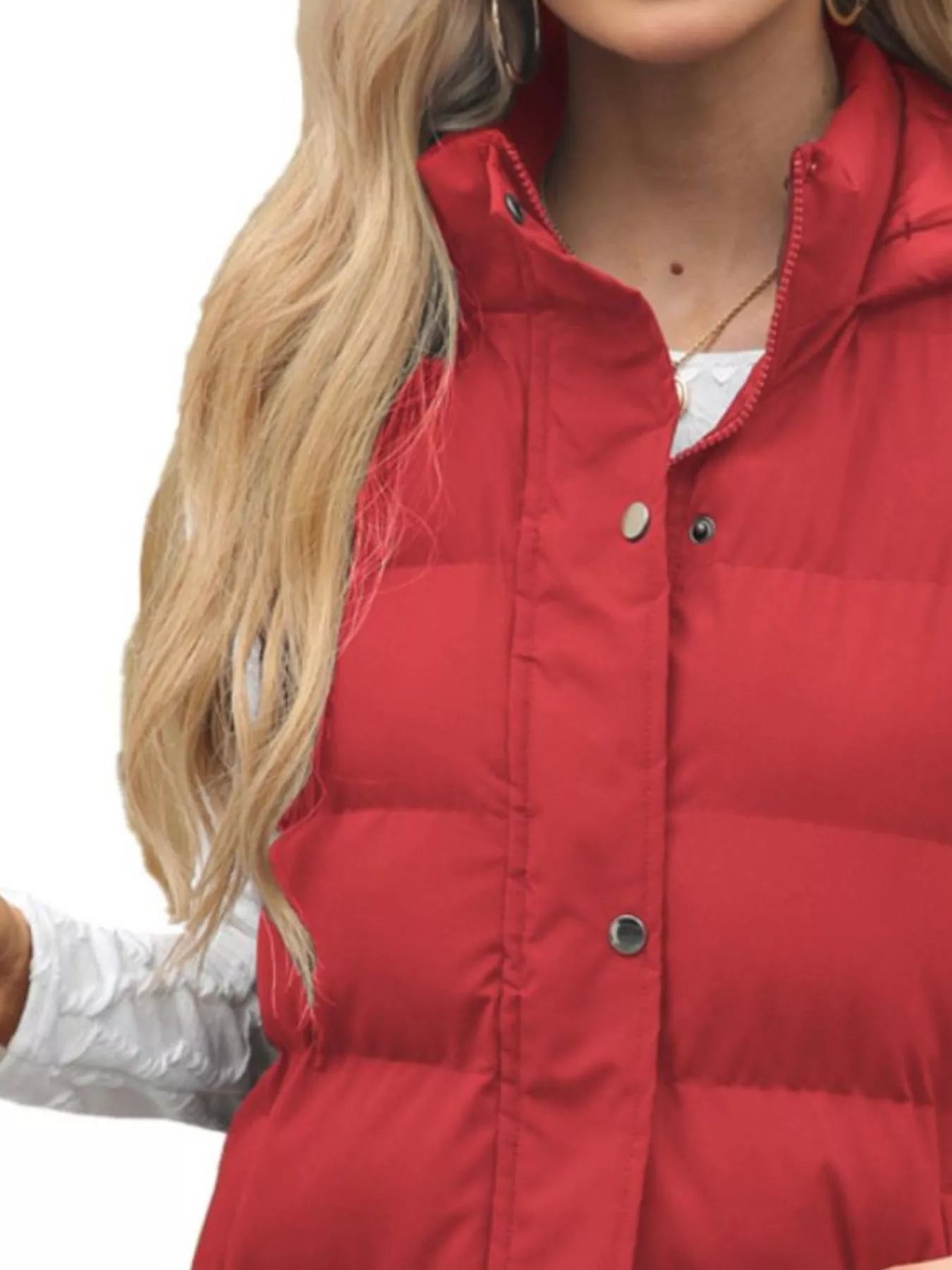 Full Size Snap Down Hooded Padded Longline Vest Coat Plus Size