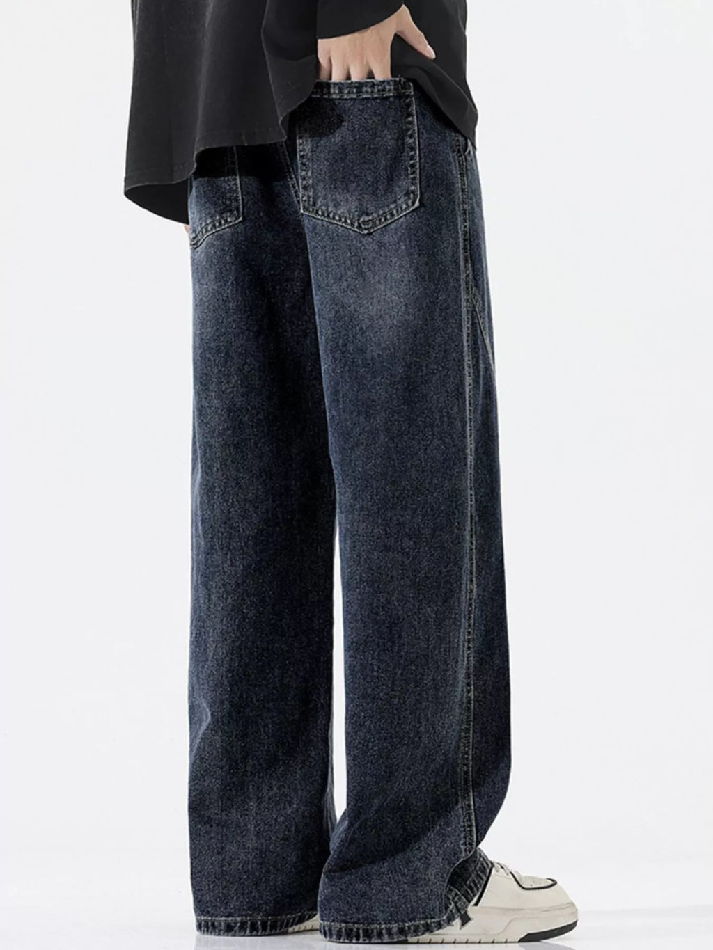 Men's Full Size Wide Leg Drawstring Jeans Plus Size