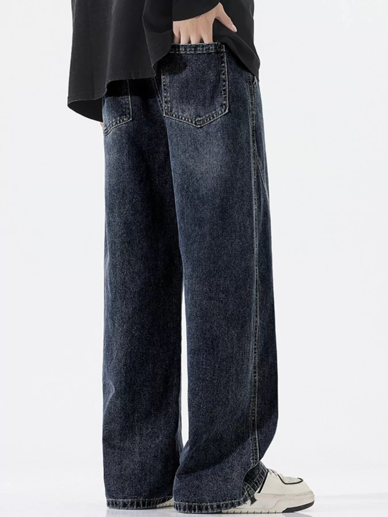 Men's Full Size Wide Leg Drawstring Jeans Plus Size