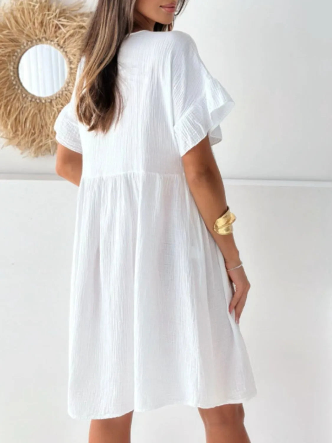 Round Neck Short Sleeve Mini Dress