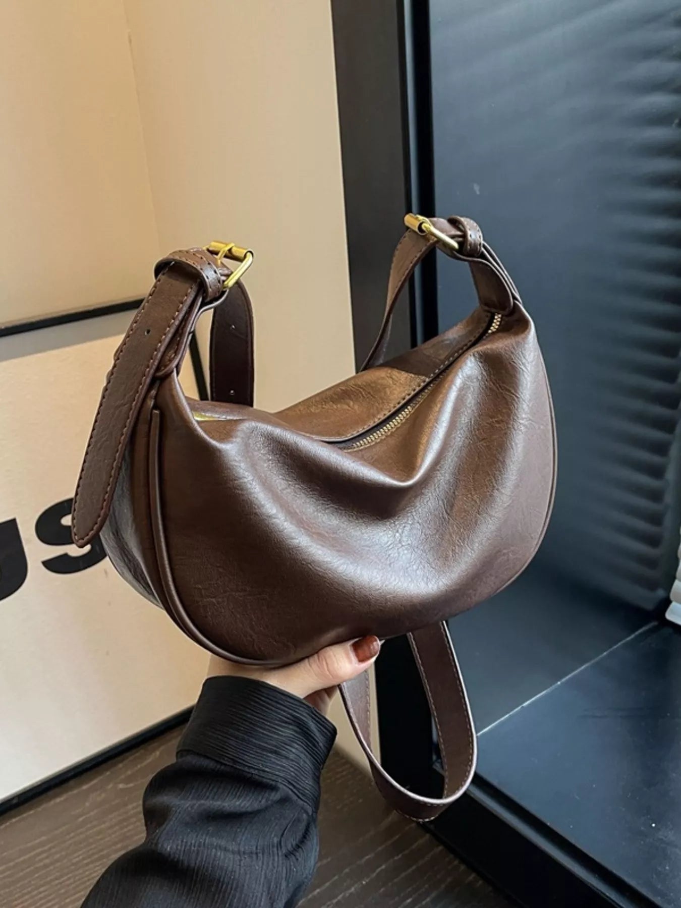 Vintage Style Crescent Crossbody Bag