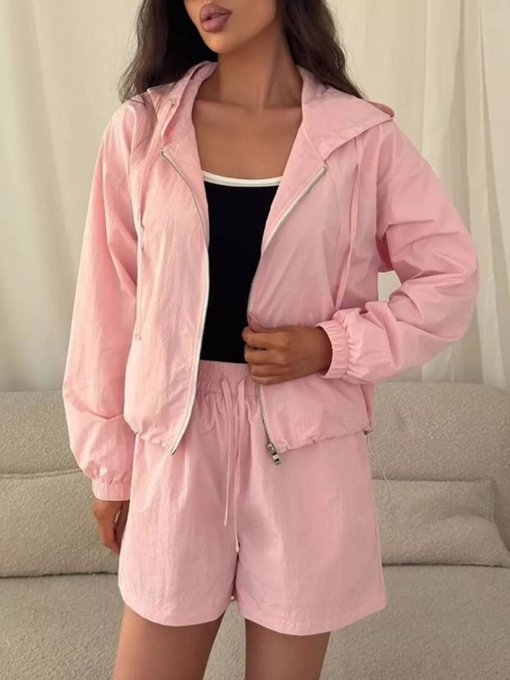 Lightweight Hooded Jacket and Shorts Set
