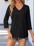 V-Neck 3/4 Sleeve T-Shirt